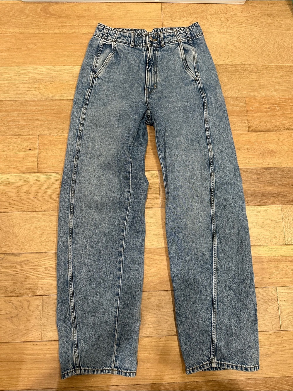 APIECE APART Meridian Jean Women 28 Austin Blue High Rise Barrel Balloon Baggie
